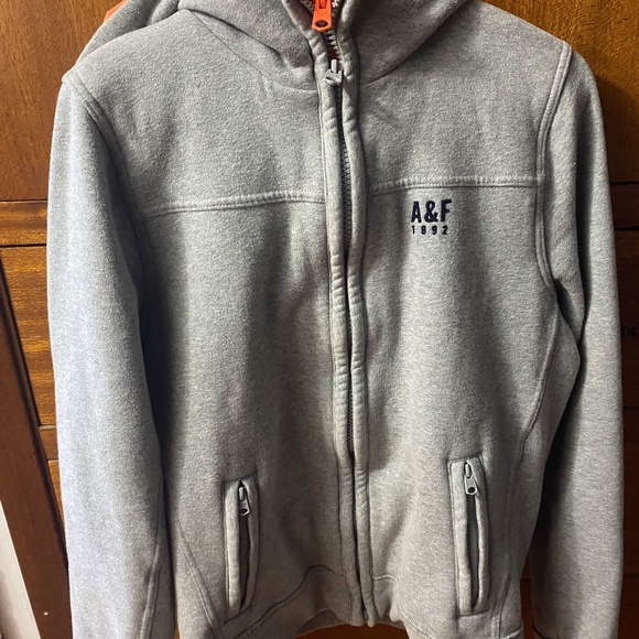 Abercrombie Fitch Grey 2 Layer Jacket With 2 Zippers and Hood - Picture 1 of 9